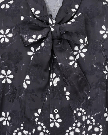 Trompe L'Oeil Eyelet Bow Blouse