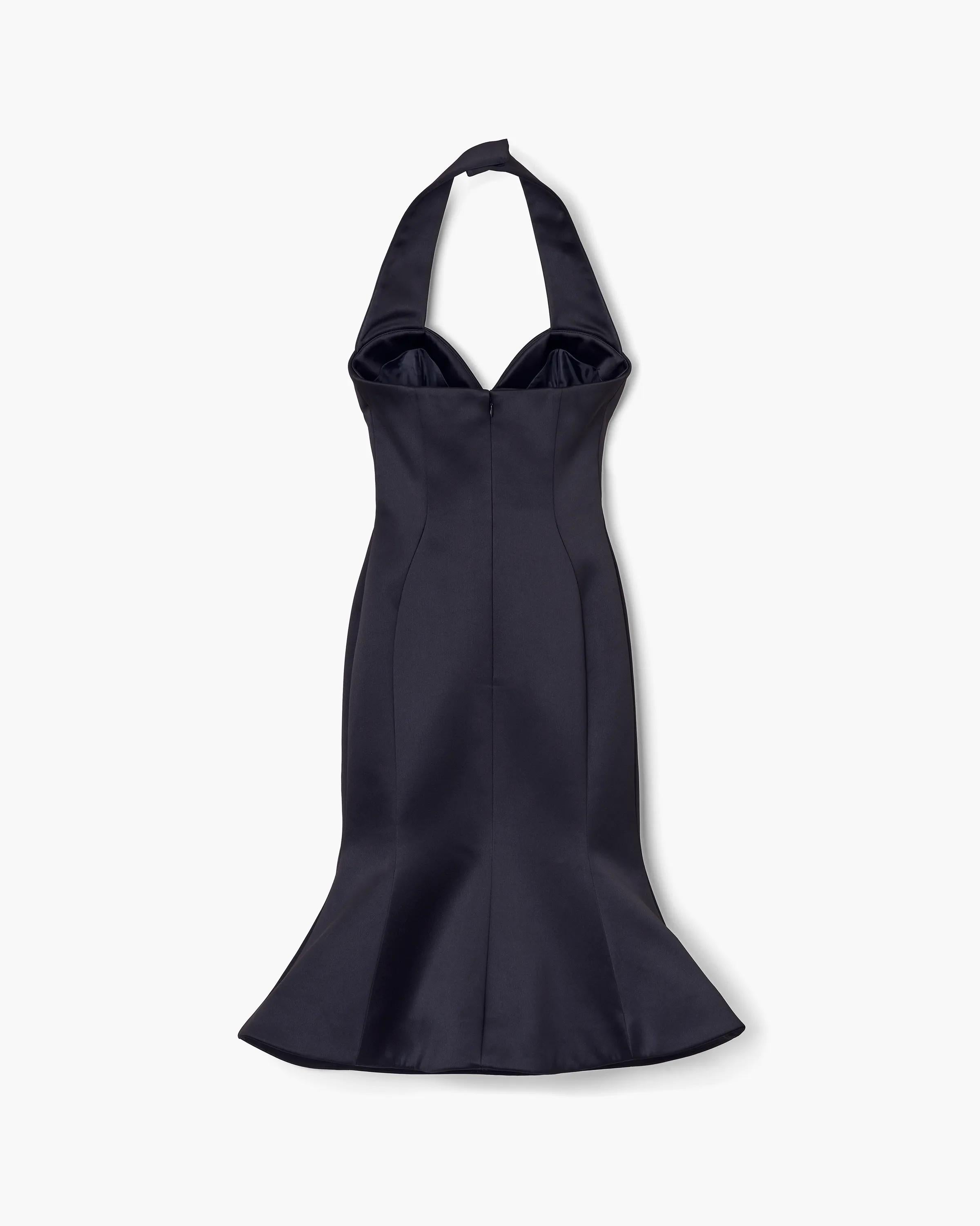 Sculpted Satin Halter Dress