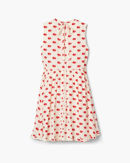 Lips Pleated Midi Dress
