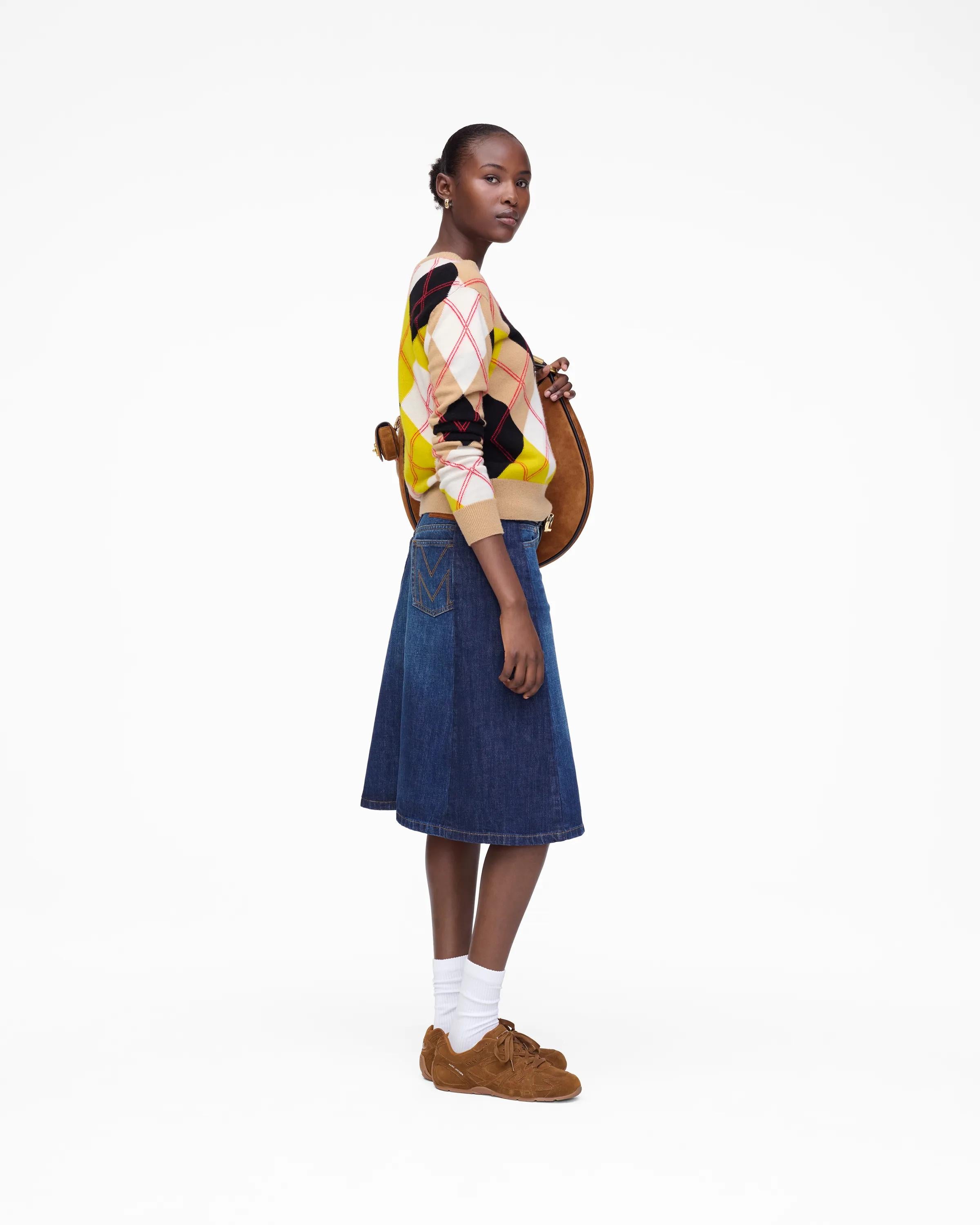 Two Tone Shadow Denim Skirt