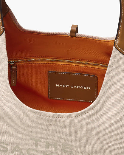 The Leather-Trim Canvas Belted Sack Bag