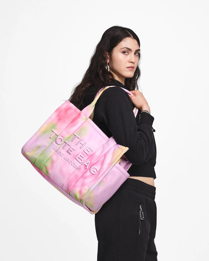 The Blurred Floral Large Puffy Nylon Tote Bag