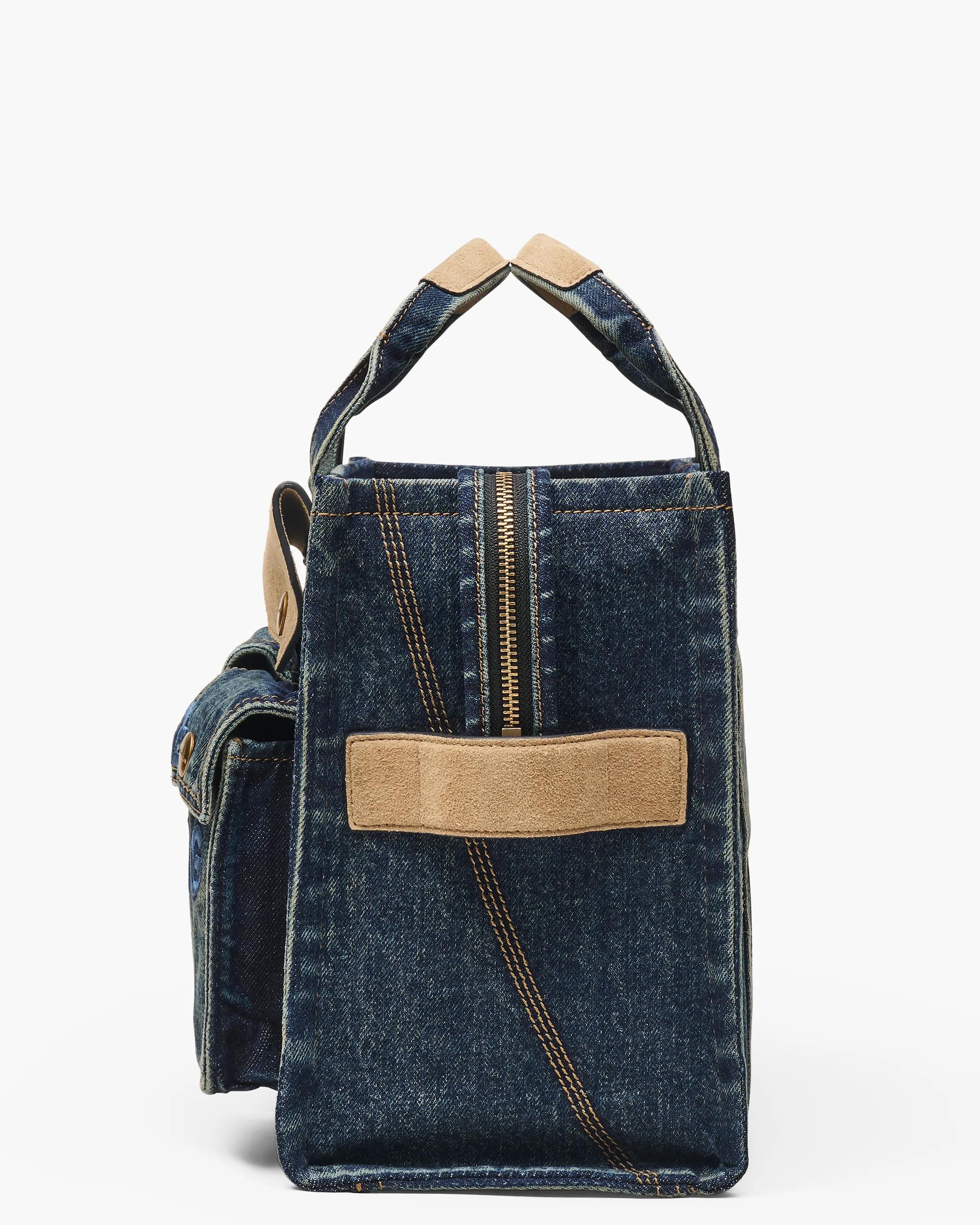 The Denim Suede Medium Cargo Tote Bag
