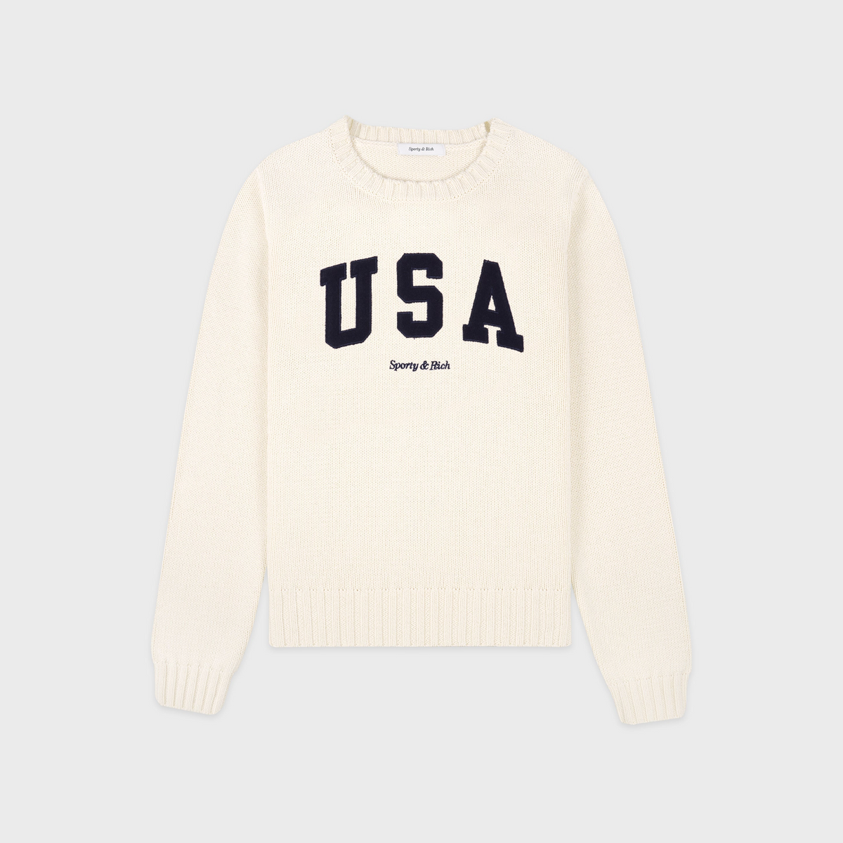 USA Knitted Sweater - Ecru/Navy