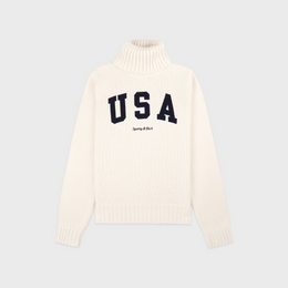 USA Knitted Turtleneck - Ecru/Navy