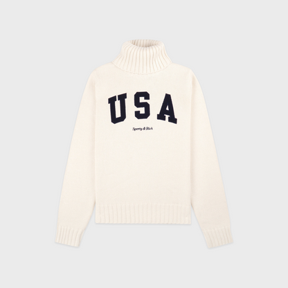 USA Knitted Turtleneck - Ecru/Navy