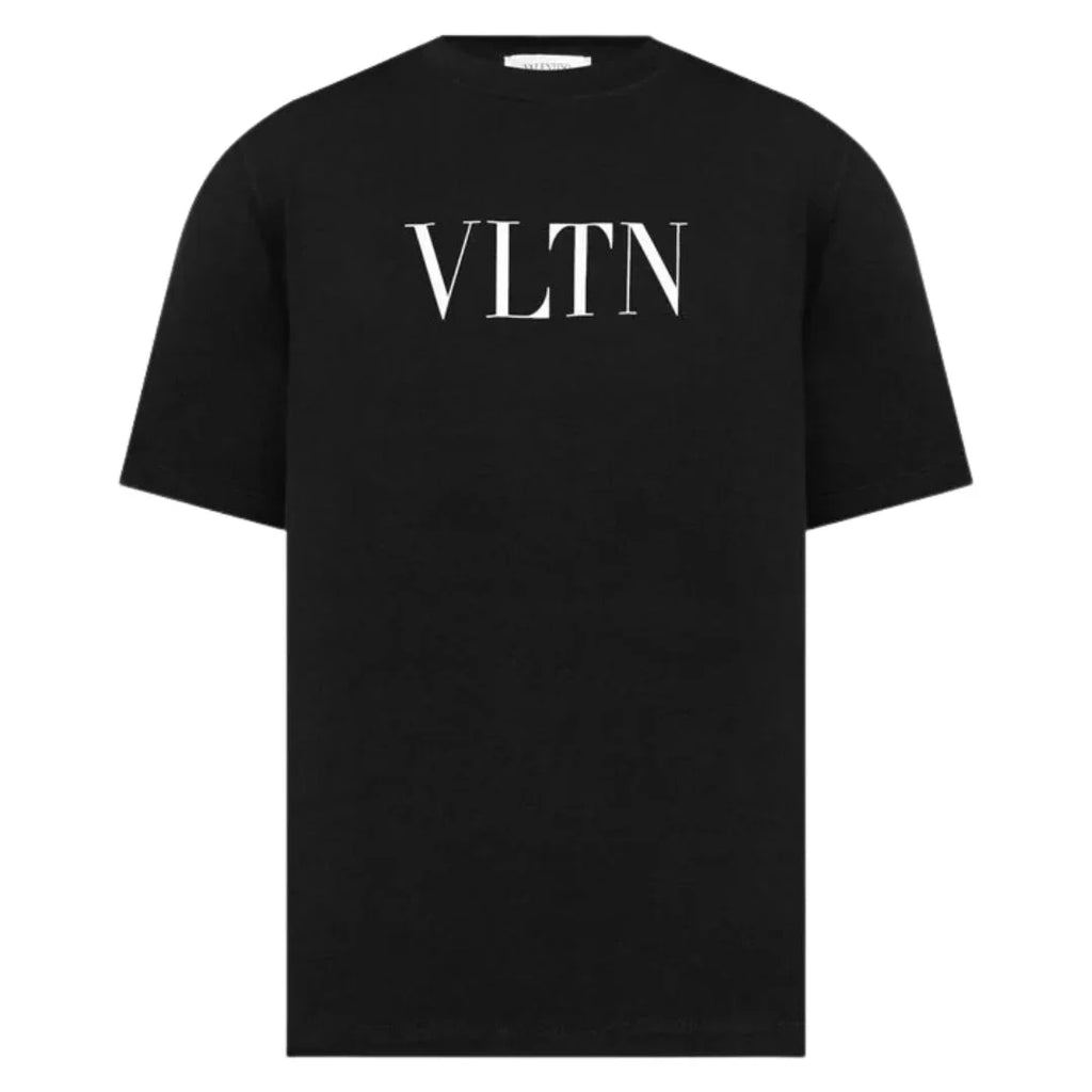Valentino White Bold VLTN Print Logo T-Shirt in Black