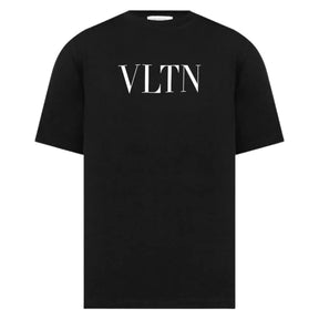 Valentino White Bold VLTN Print Logo T-Shirt in Black