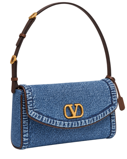 Valentino Garavani Devain Small Denim Shoulder Bag