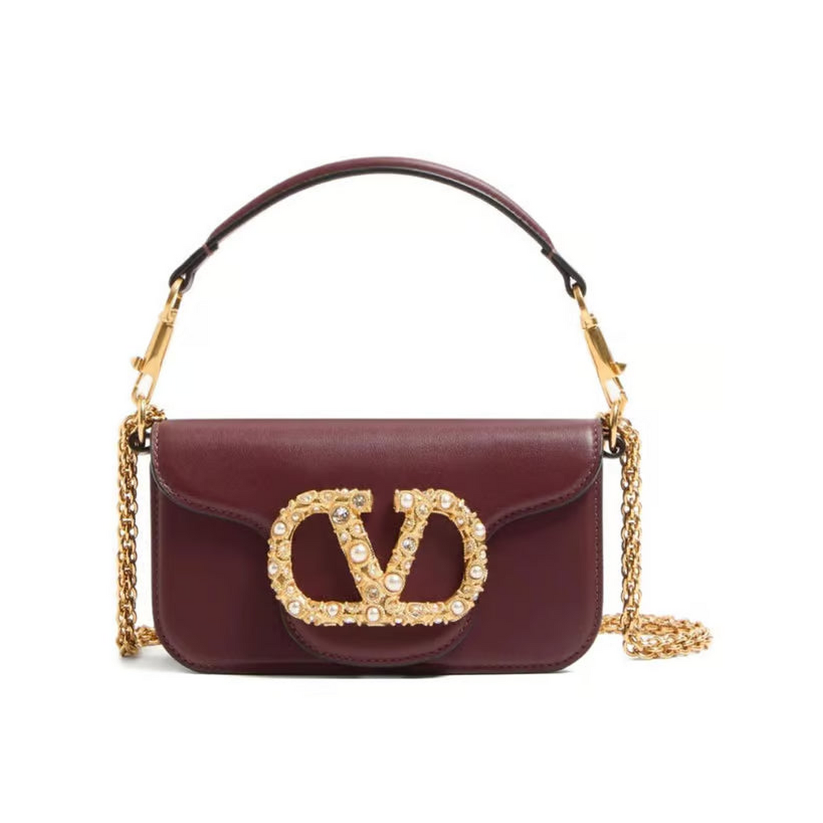 Valentino Garavani Maroon Loco Small Shoulder Bag