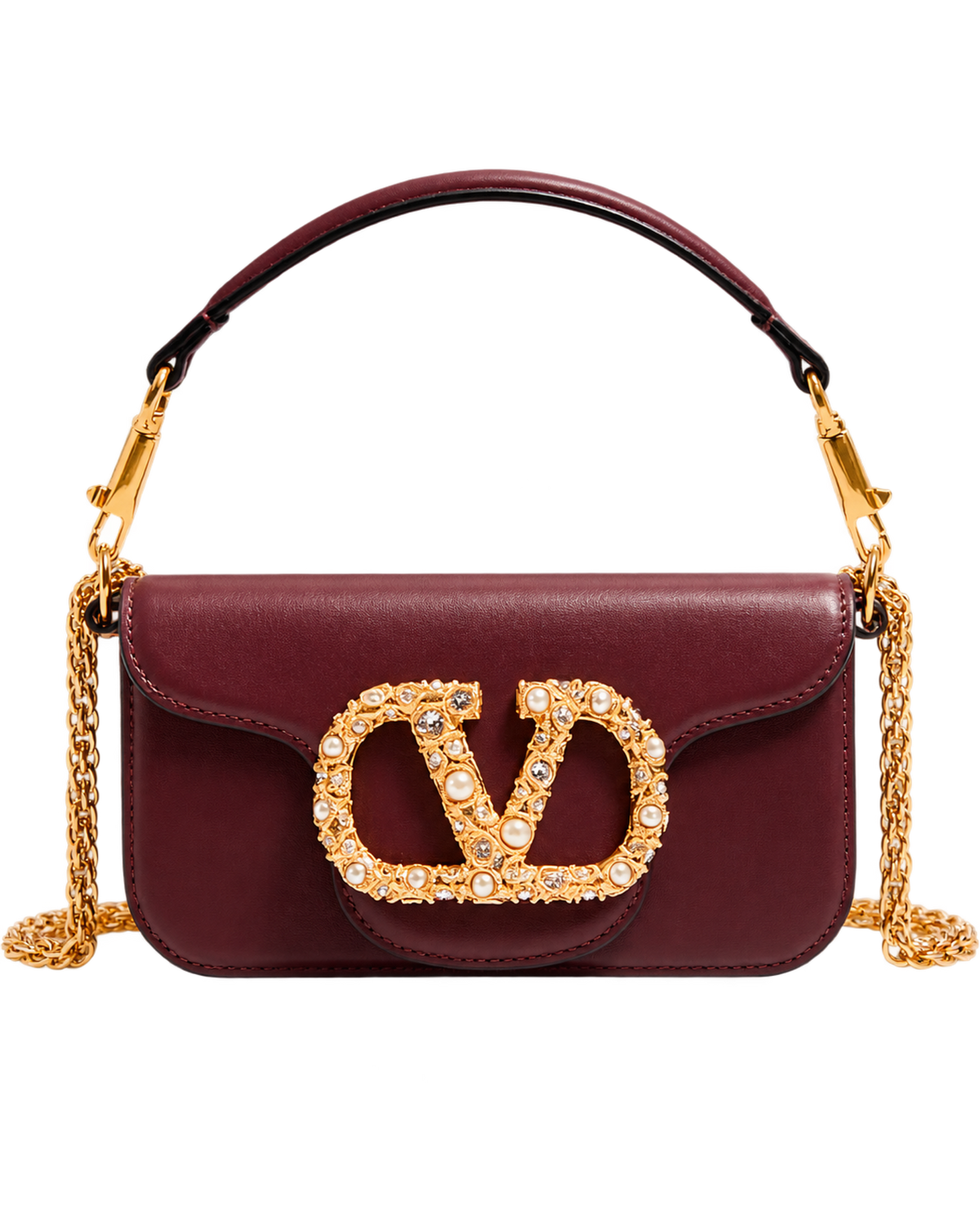 Valentino Garavani Maroon Loco Small Shoulder Bag
