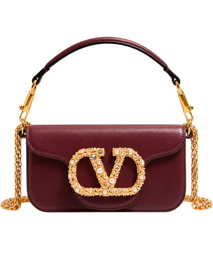 Valentino Garavani Maroon Loco Small Shoulder Bag