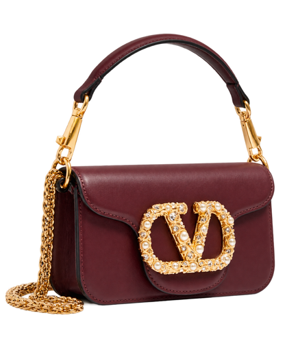 Valentino Garavani Maroon Loco Small Shoulder Bag