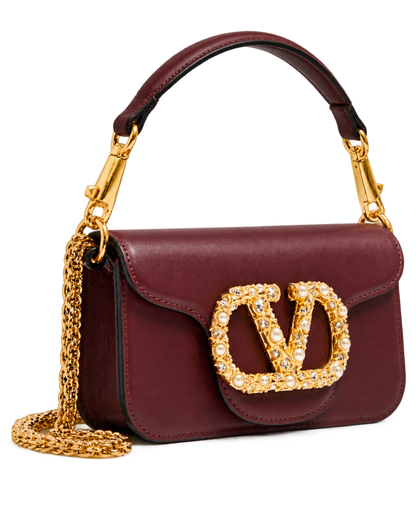 Valentino Garavani Maroon Loco Small Shoulder Bag