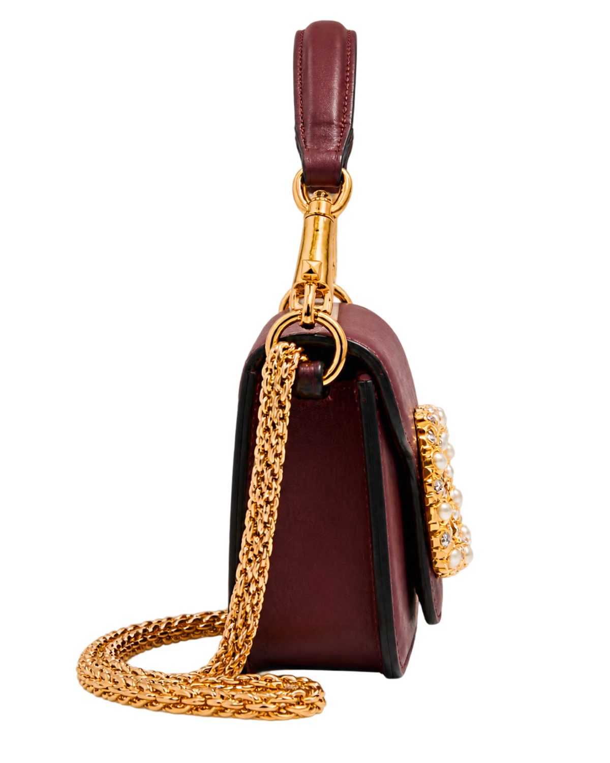 Valentino Garavani Maroon Loco Small Shoulder Bag