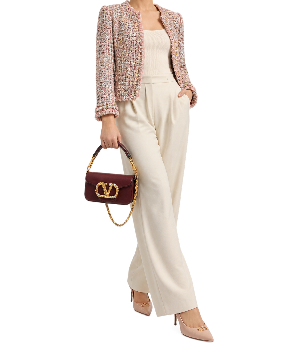 Valentino Garavani Maroon Loco Small Shoulder Bag