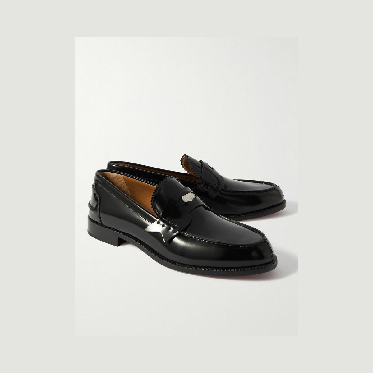 Valentino Garavani Polished Leather Penny Loafers – Black