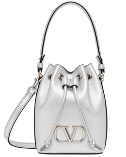 Valentino Garavani Silver Mini VLogo Signature Bucket Bag