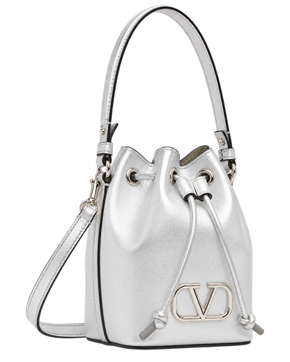 Valentino Garavani Silver Mini VLogo Signature Bucket Bag