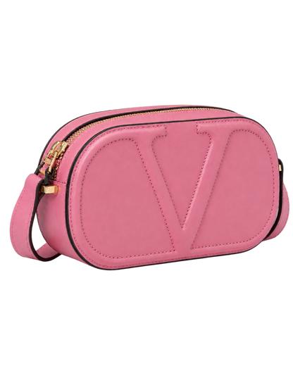 Valentino Pink Leather Logo Go Crossbody Bag