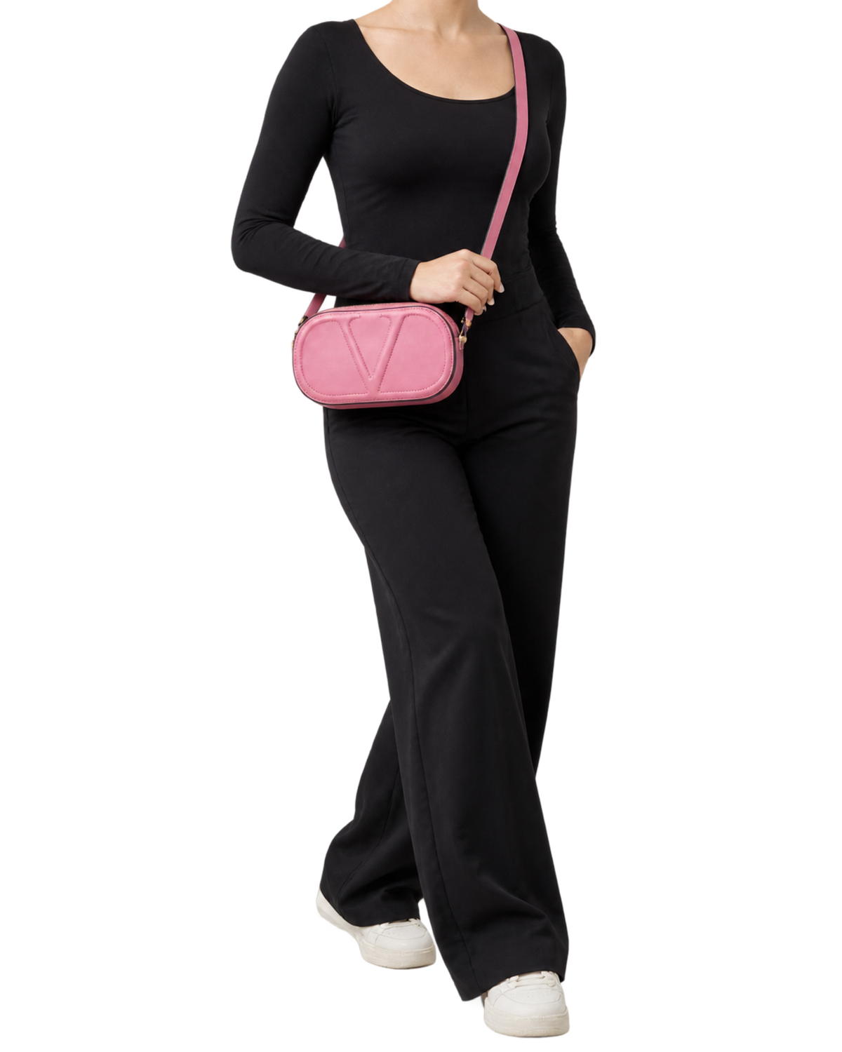 Valentino Pink Leather Logo Go Crossbody Bag