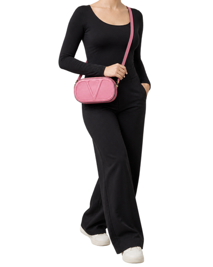 Valentino Pink Leather Logo Go Crossbody Bag
