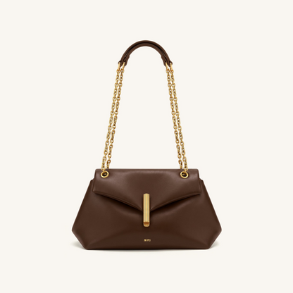 Valerie Chain Flap Shoulder Bag - Dark Brown