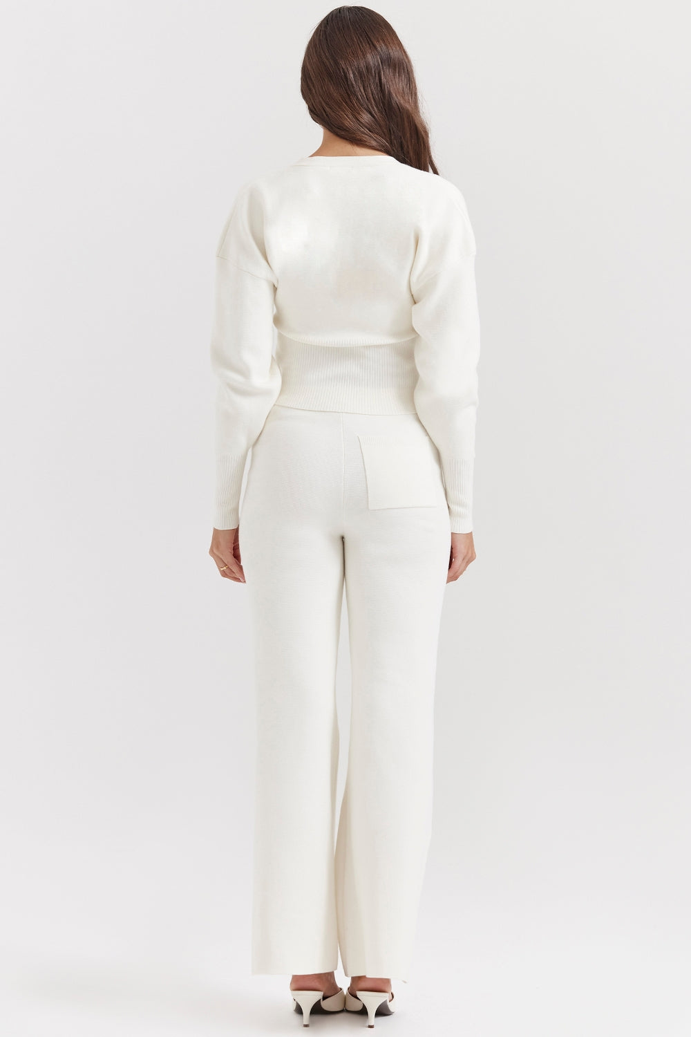 Off white cotton knitted trousers