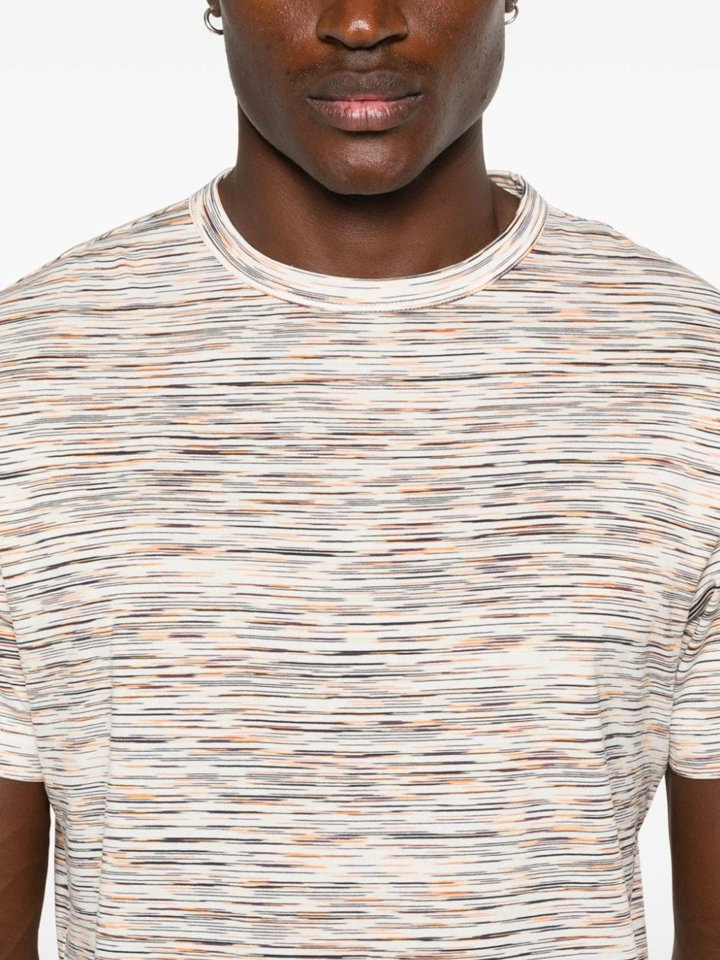 Missoni Slub Stripe Print T-Shirt in Orange White