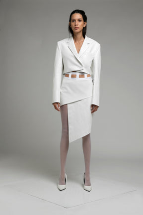 VEGAN LEATHER CROP BLAZER