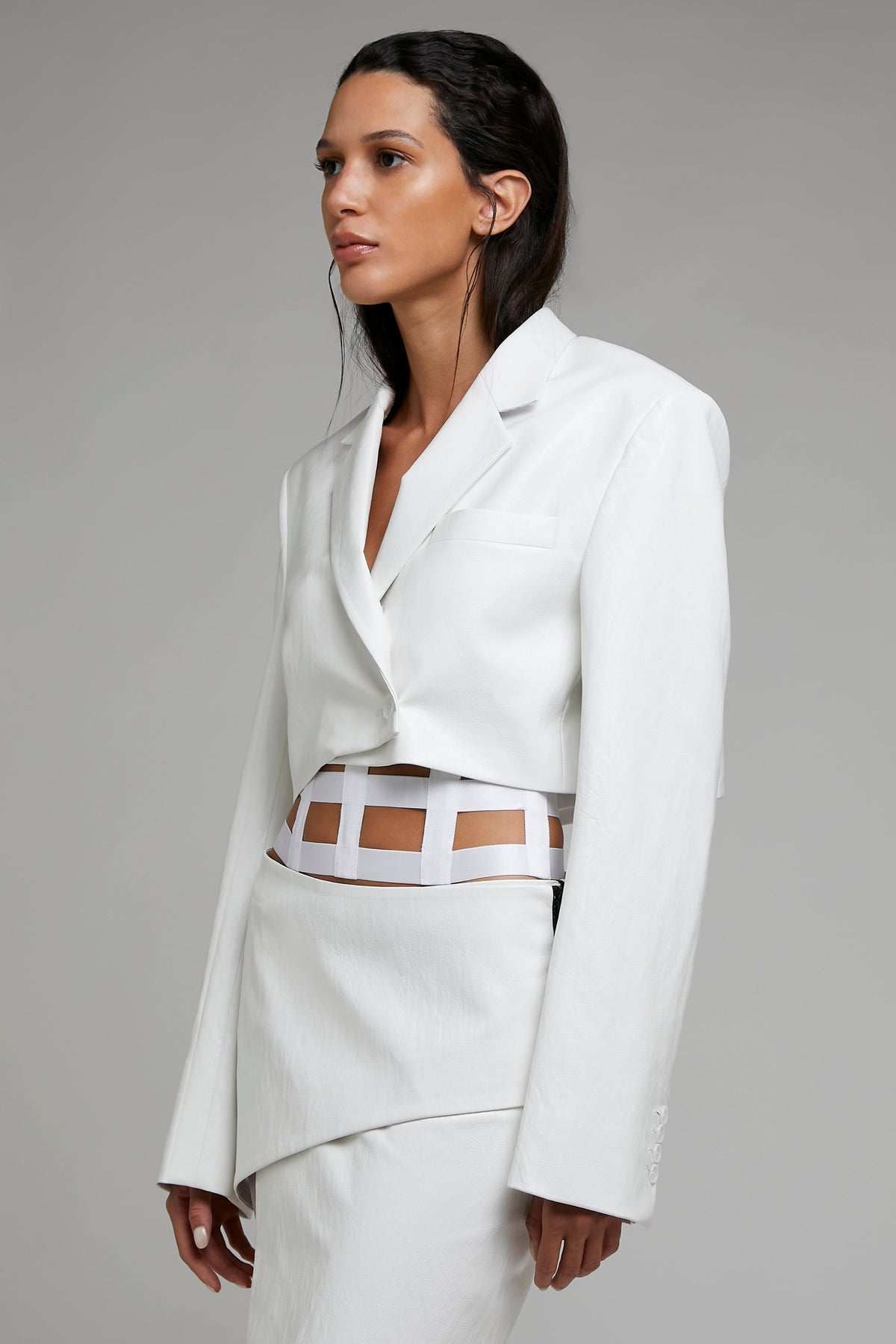 VEGAN LEATHER CROP BLAZER