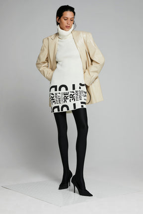 OVERSIZED VEGAN LEATHER BLAZER W/ DRAWSTRING