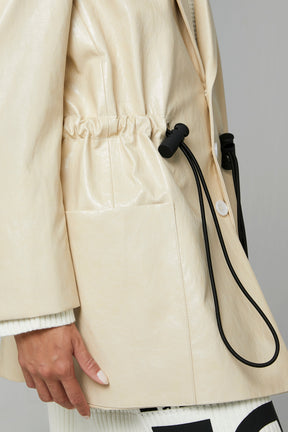 OVERSIZED VEGAN LEATHER BLAZER W/ DRAWSTRING