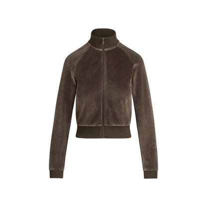 VELOUR SHRUNKEN TRACK JACKET | DARK SEPIA