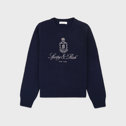 Vendome Knitted Sweater - Navy/Ecru