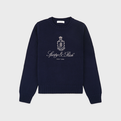 Vendome Knitted Sweater - Navy/Ecru