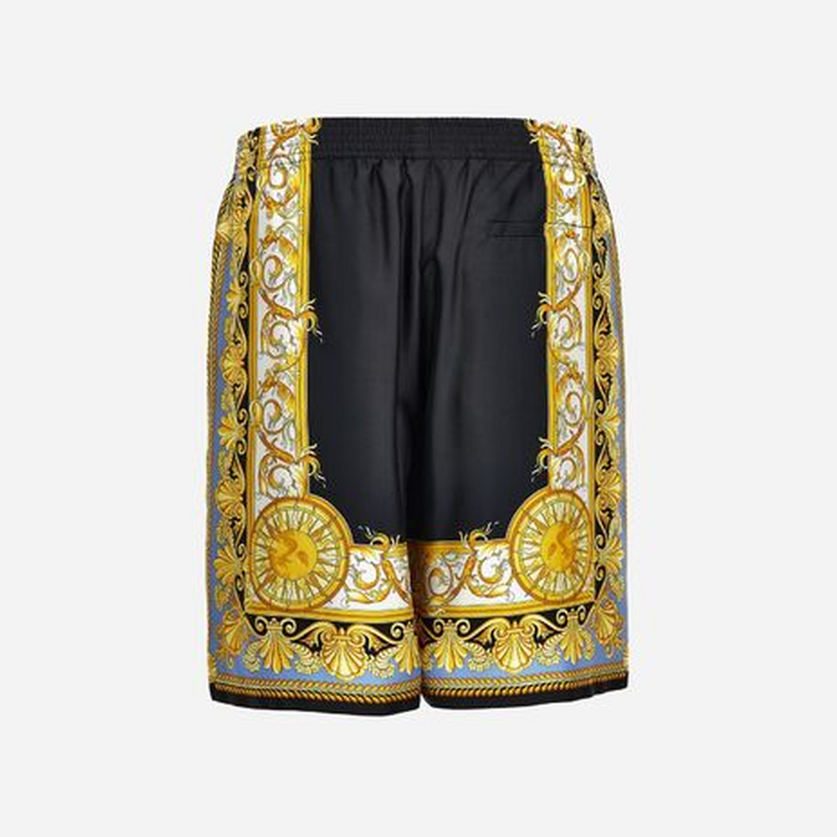 VERSACE Barocco Palm Print Silk Shorts