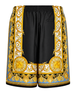 VERSACE Barocco Palm Print Silk Shorts