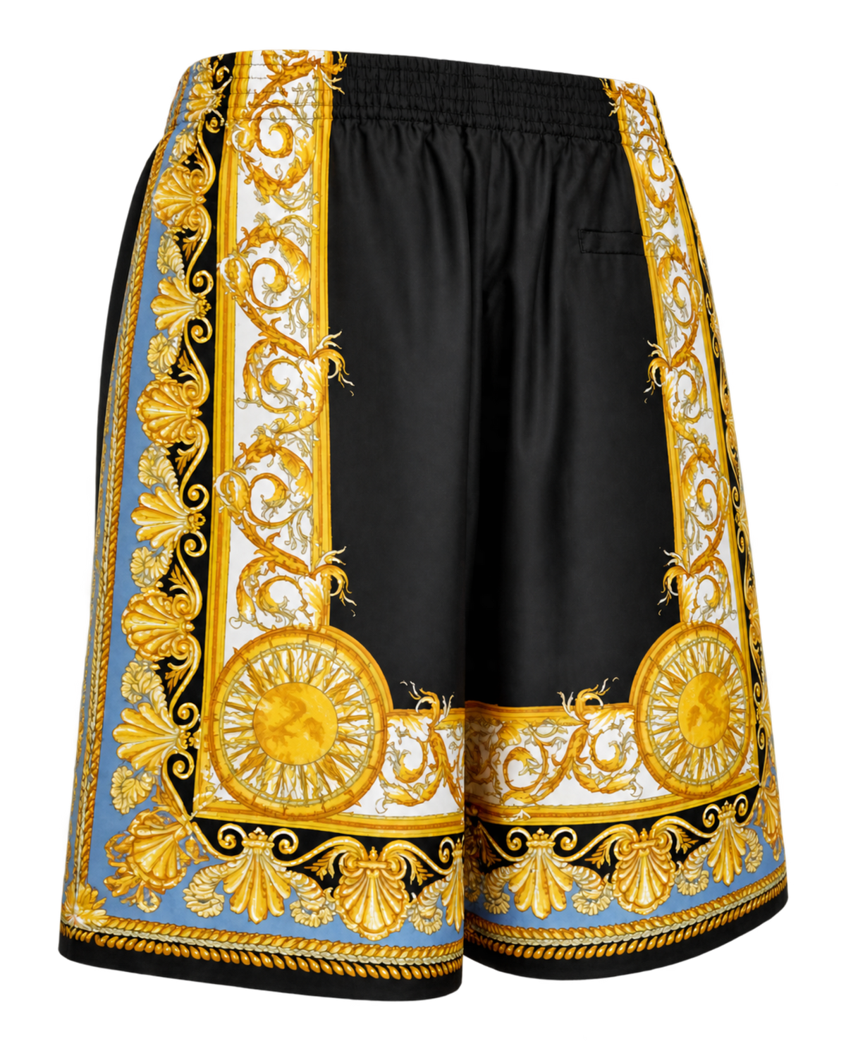 VERSACE Barocco Palm Print Silk Shorts