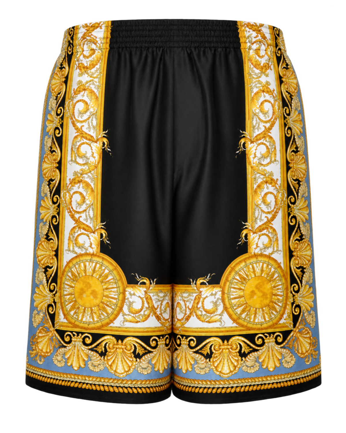 VERSACE Barocco Palm Print Silk Shorts