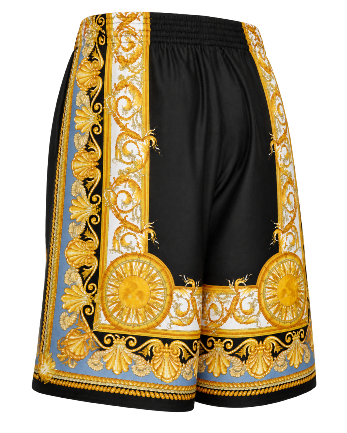 VERSACE Barocco Palm Print Silk Shorts