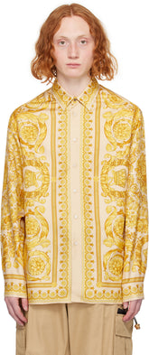 Versace Beige & Yellow Barocco Shirt