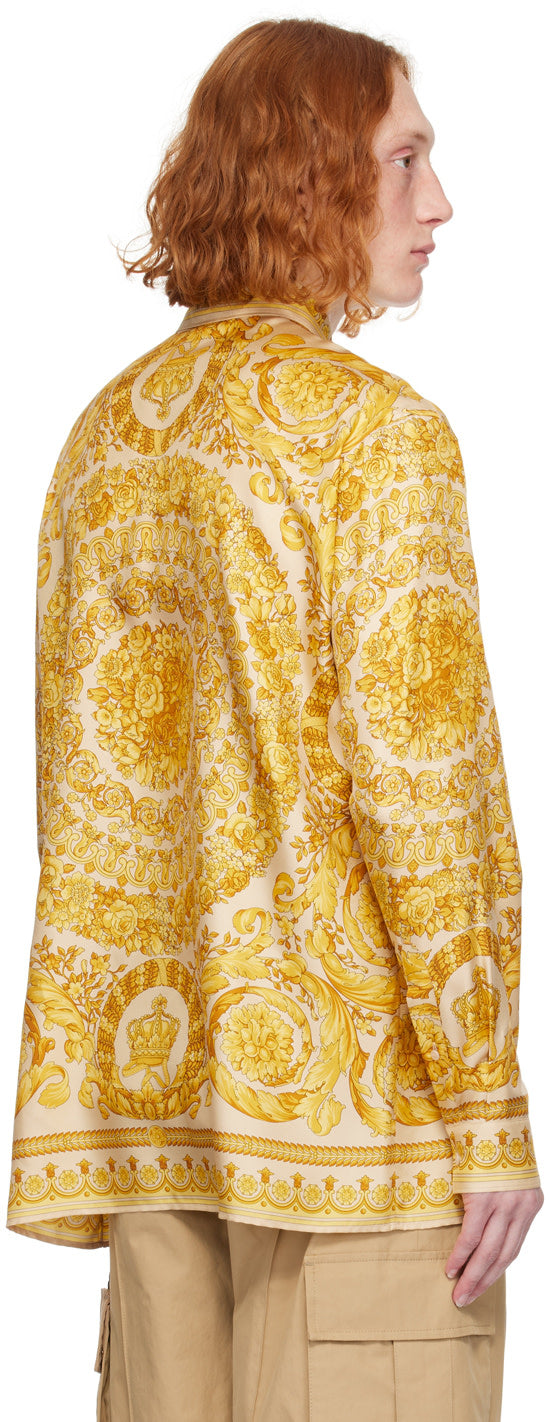 Versace Beige & Yellow Barocco Shirt