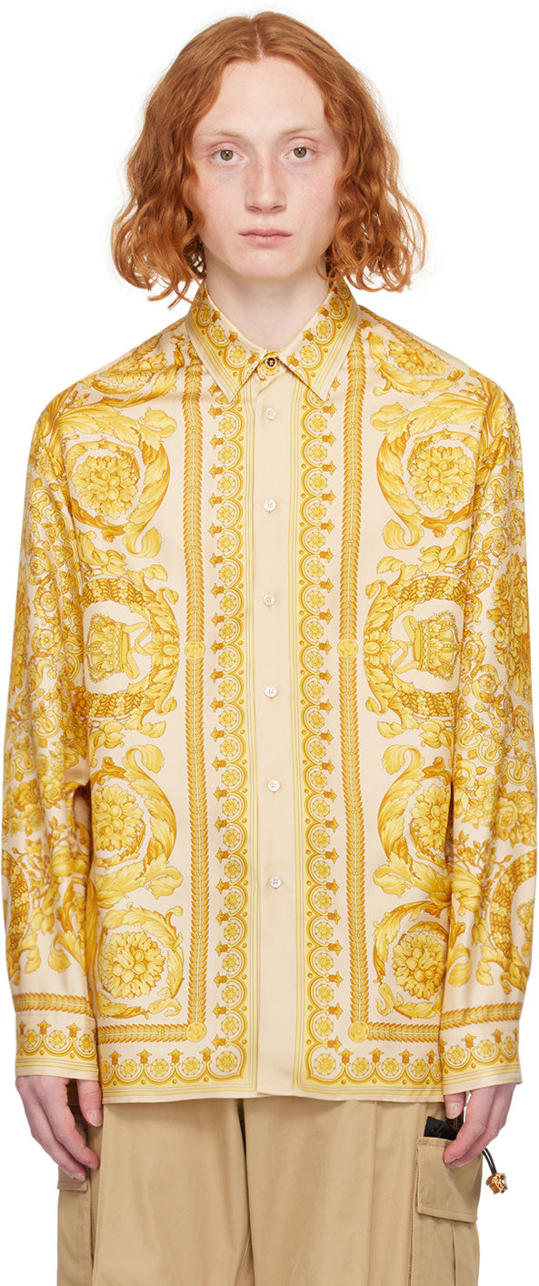 Versace Beige & Yellow Barocco Shirt
