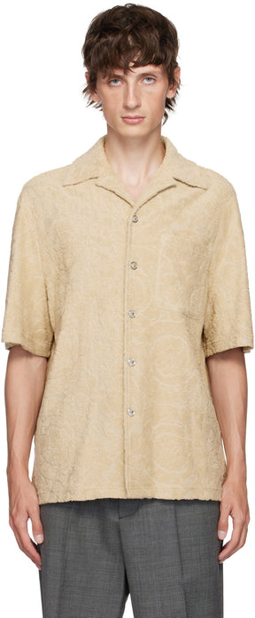 Versace Beige Barocco Jacquard Towel Shirt