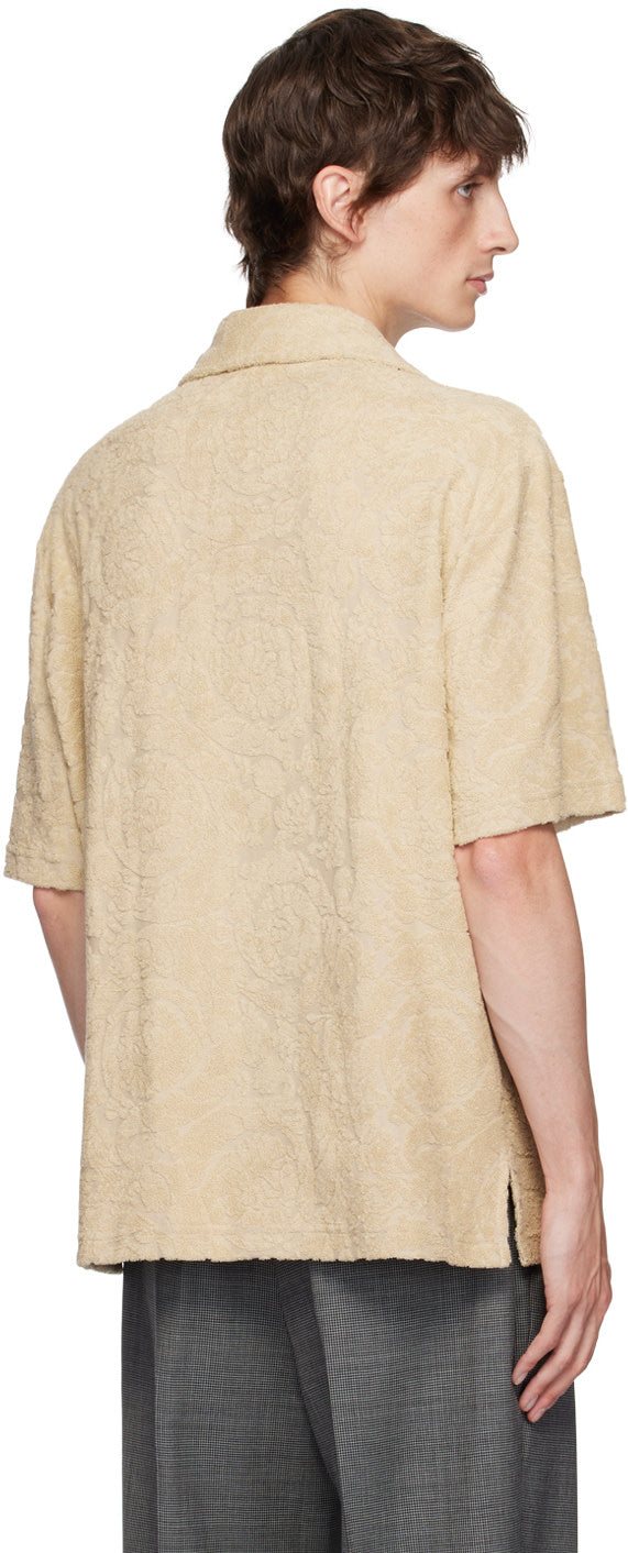 Versace Beige Barocco Jacquard Towel Shirt