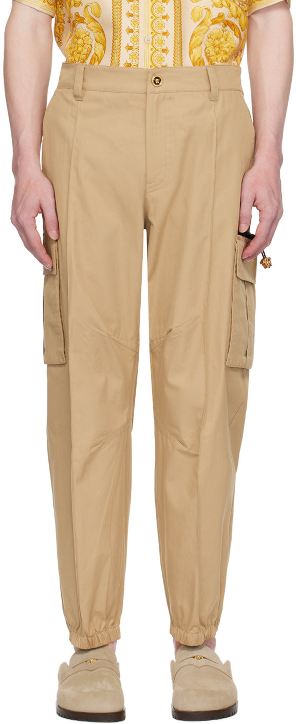 Versace Beige Pinched Seam Cargo Pants