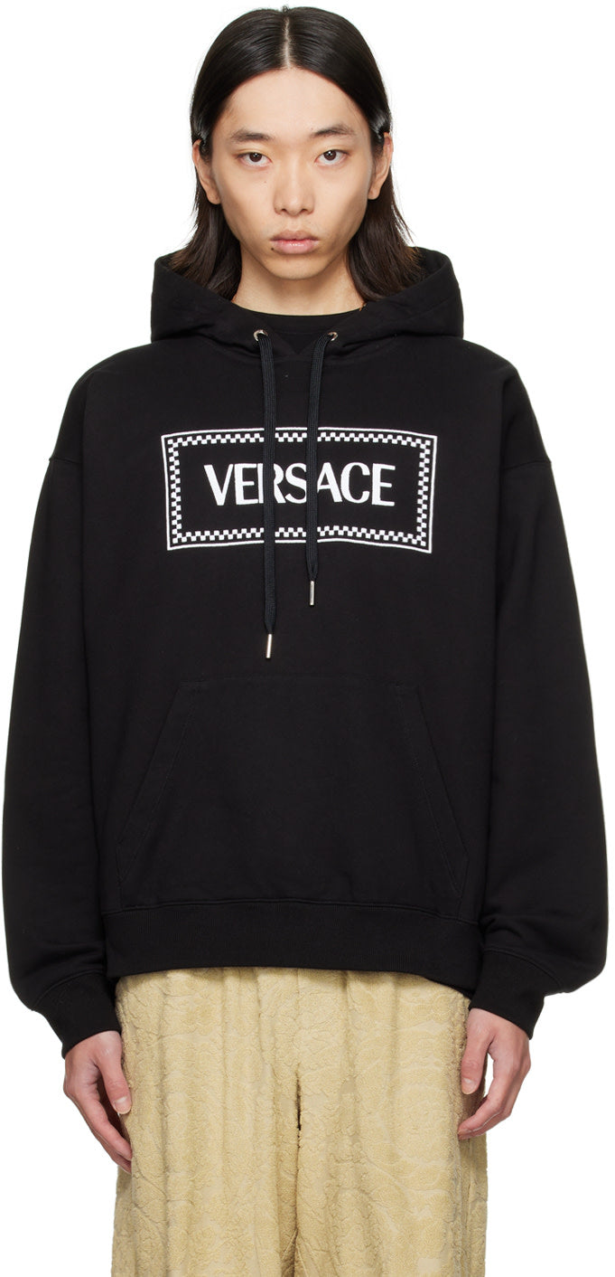Versace Black 90s Vintage Logo Hoodie