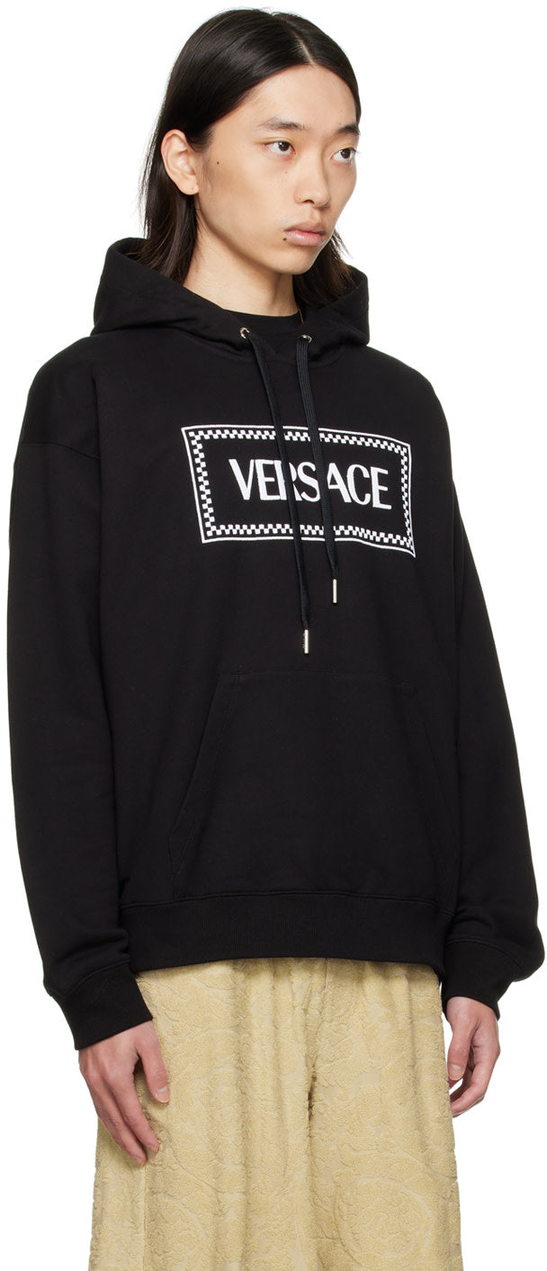 Versace Black 90s Vintage Logo Hoodie