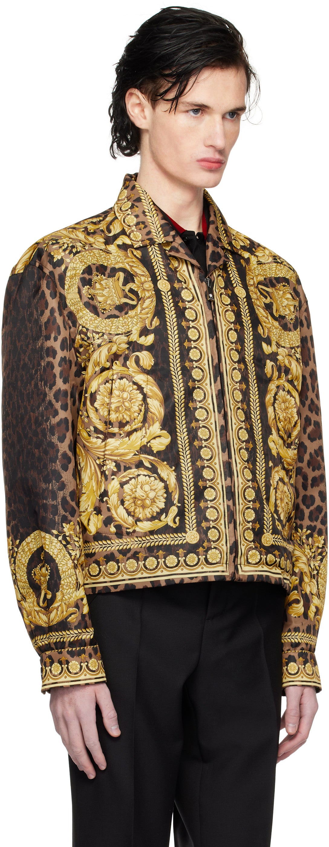 Versace Black & Gold Wild Barocco Blouson Jacket